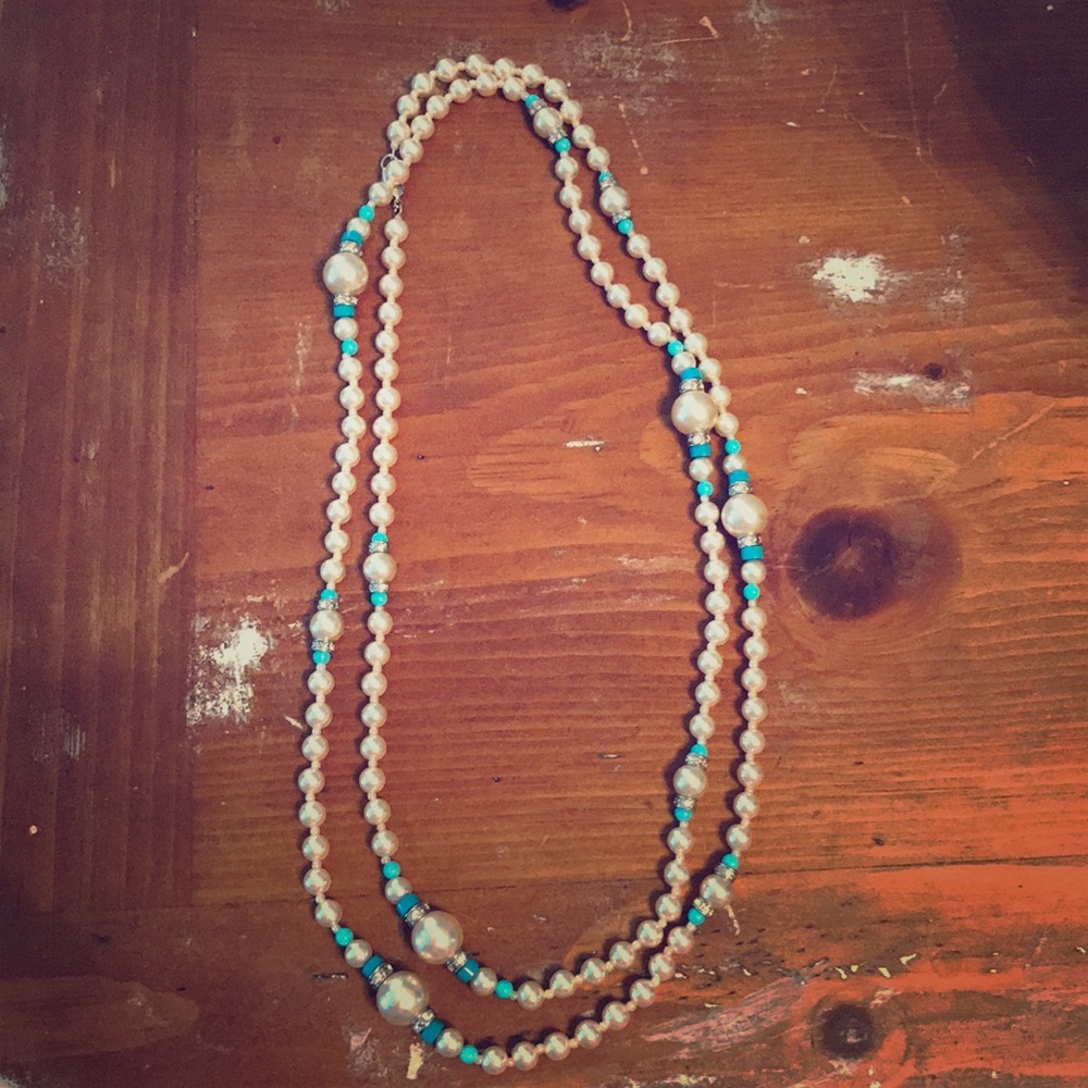 22” Pearl and Turquoise Necklace